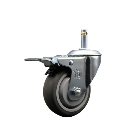 Service Caster 3.5'' Thermo Rubber Swivel 7/16'' Stem Caster with Total Lock Brake SCC-GRTTL20S3514-TPRB-716138